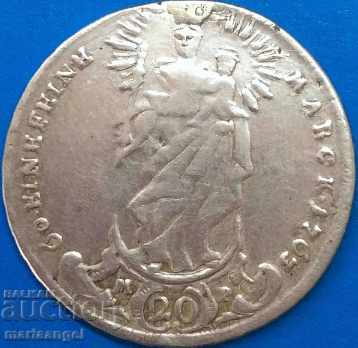 20 Kreuzer 1763 Germany Würzburg Adam Friedrich dismantled