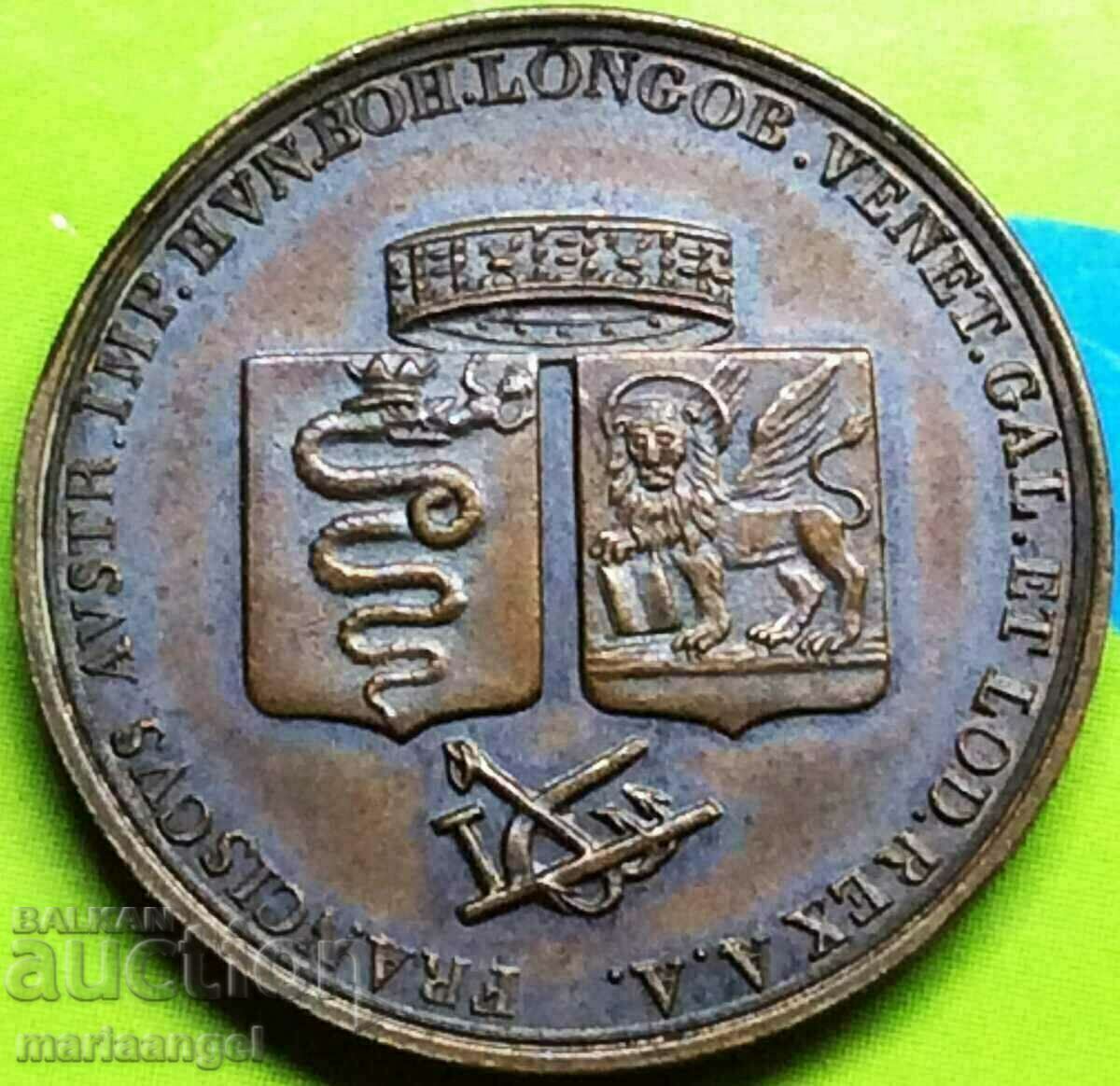 Milano 1 încoronare Lira 1815 Italia Francisc Habsburg argint