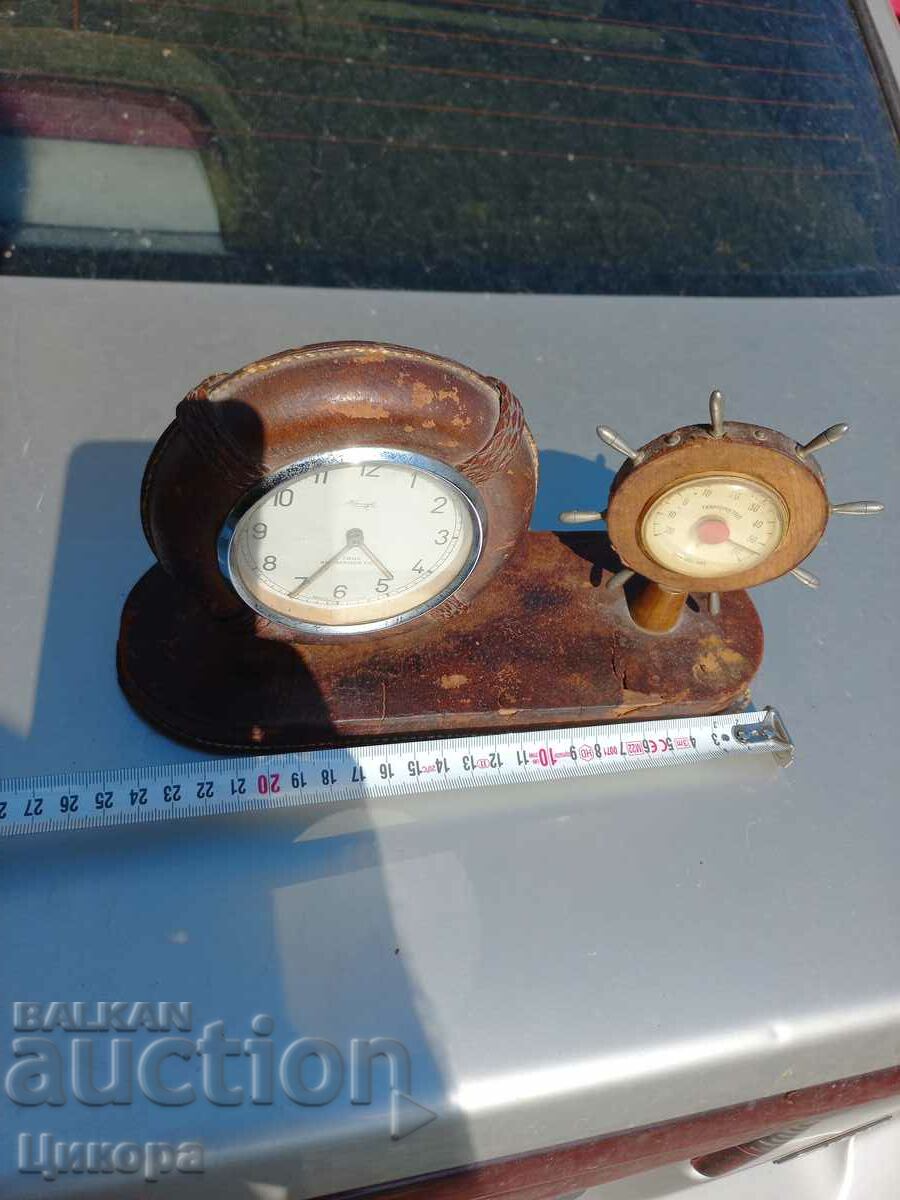 OLD GERMAN MECHANICAL ALARM CLOCK WITH THERMOMETER KIENZLE - 5 OLD GERMAN MECHANICAL ALARM CLOCK WITH THERMOMETER KIENZLE - 5