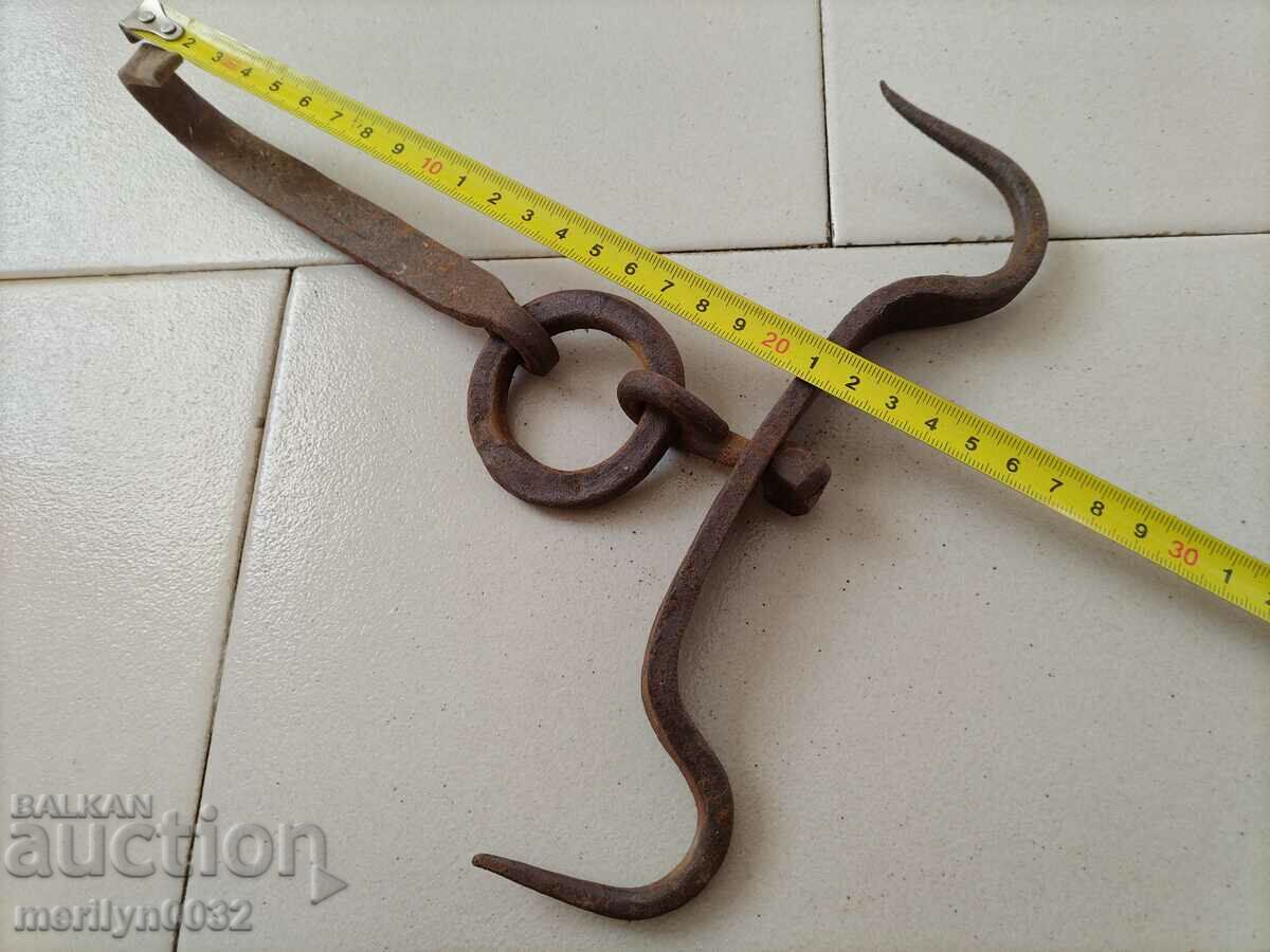 Antique Wrought Iron Hook, Double Hook - 5 Antique Wrought Iron Hook, Double Hook - 5