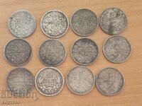 LOT OF SILVER COINS 50 CENTS RIB SILVER COIN 12pcs