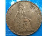 Marea Britanie 1 Penny 1931 George V 30mm Bronz