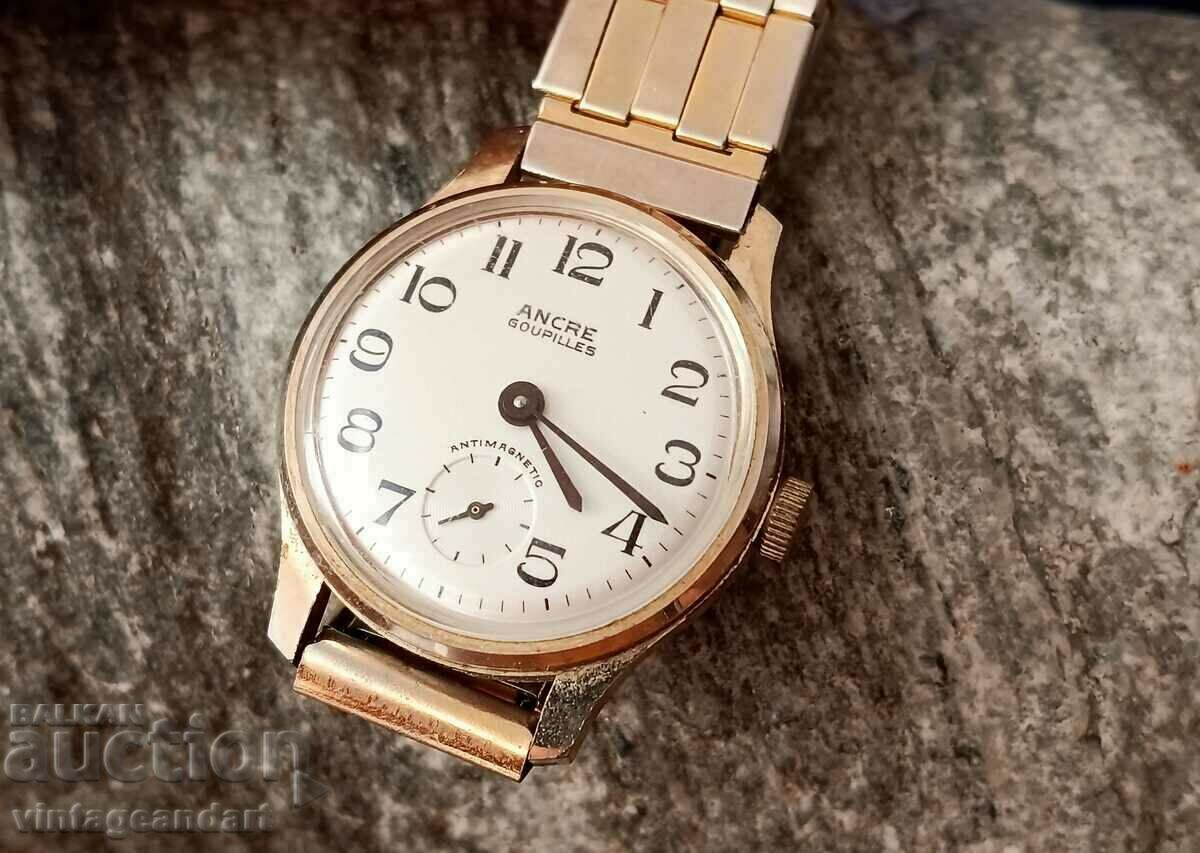 Ancre collector's watch, gold plated, working