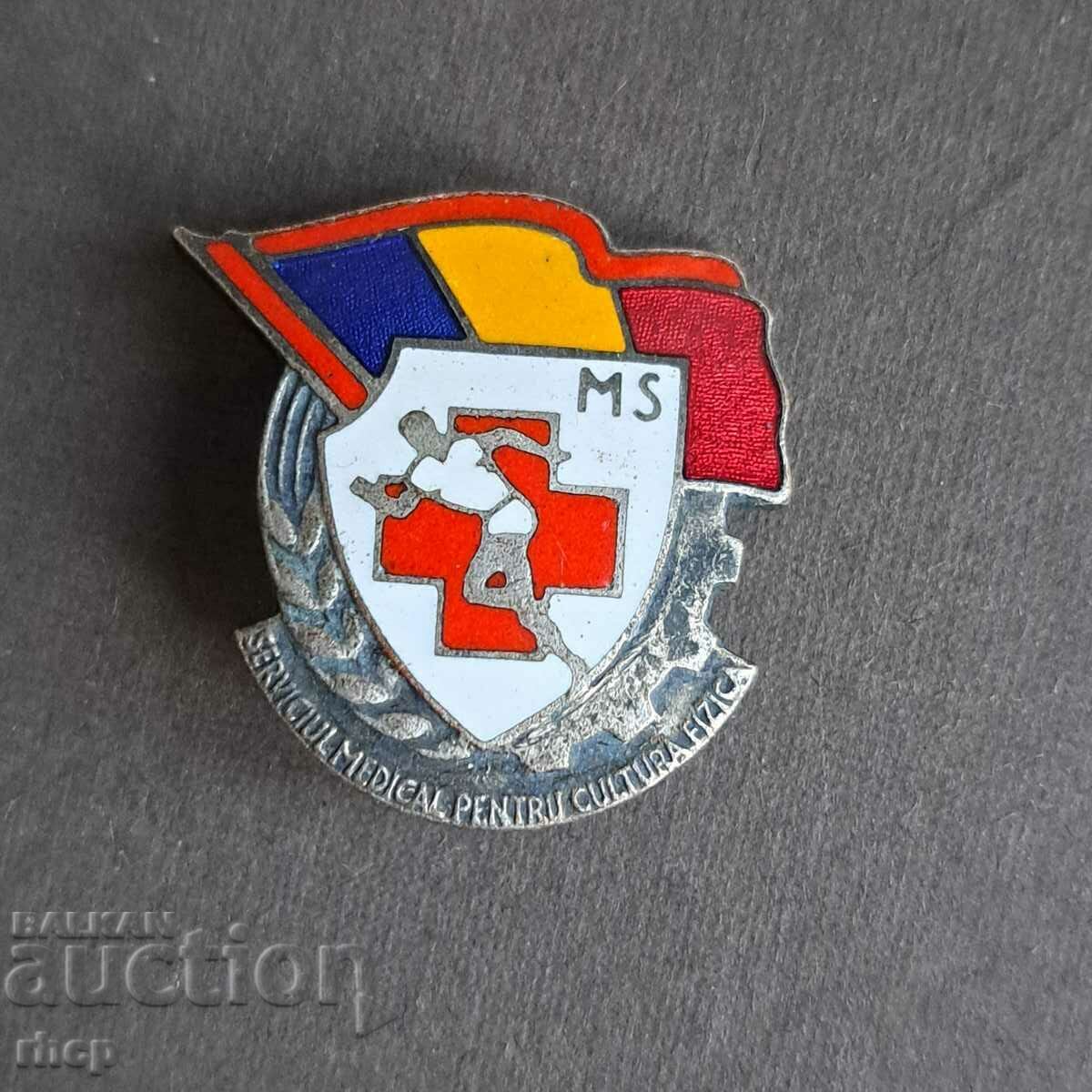 Romania Red Cross old enamel badge with number