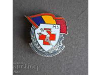 Romania Red Cross old enamel badge with number