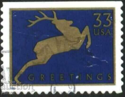 Stamped Christmas Leaping Deer 1999 from USA