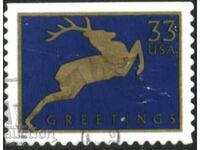 Stamped Christmas Leaping Deer 1999 from USA