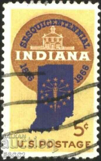 Stamped stamp 150 years Indiana state 1966 from USA