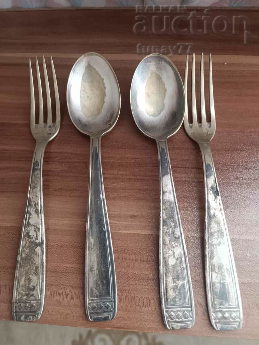 Silver-plated utensils of 0.01 St with markings