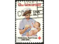 Stamped stamp 100 years Red Cross 1981 from USA