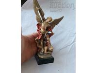 Statue of Saint Michael. Colored resin Italy 24 cm