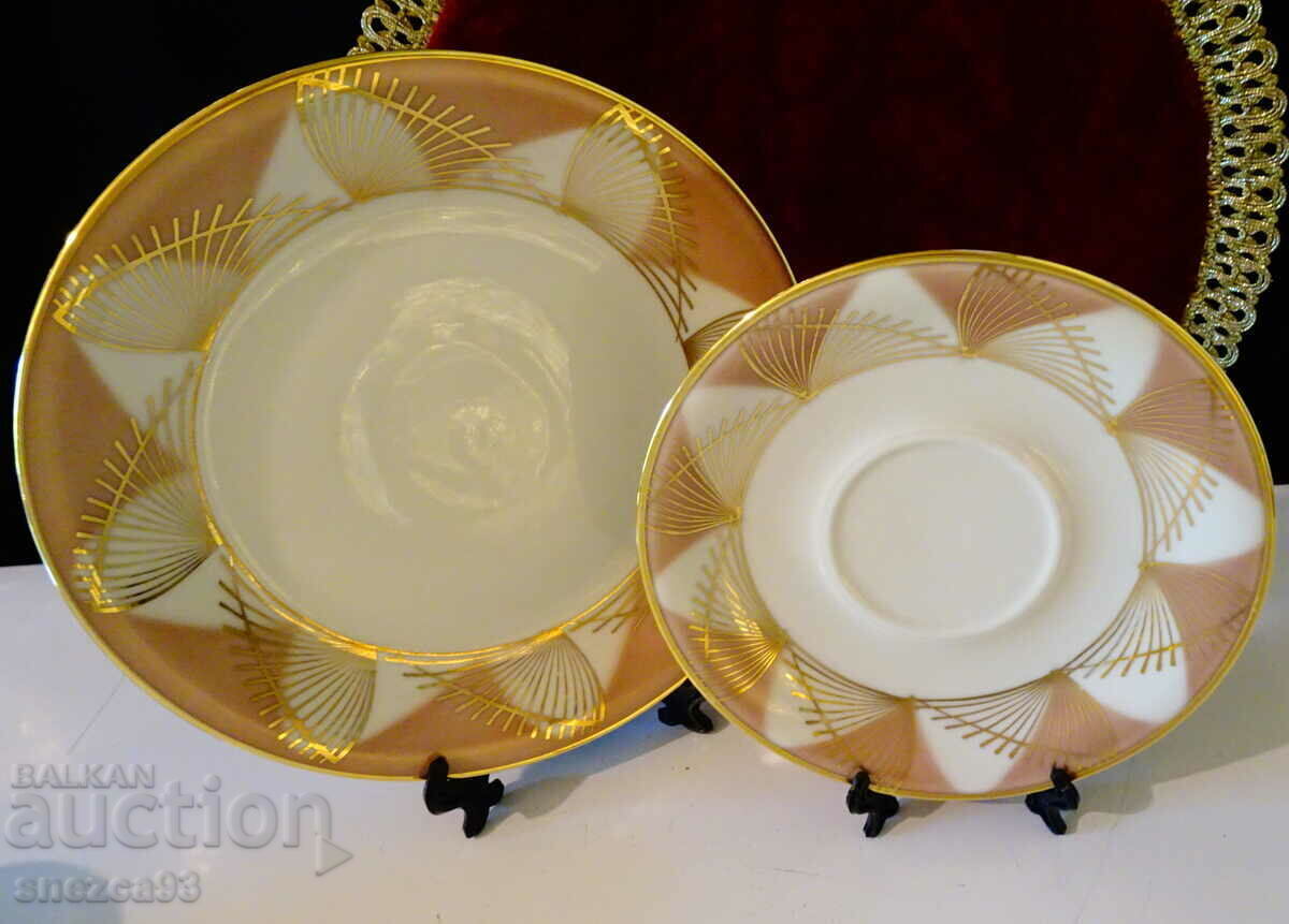 Triple set, Bavarian porcelain, gold. - 5