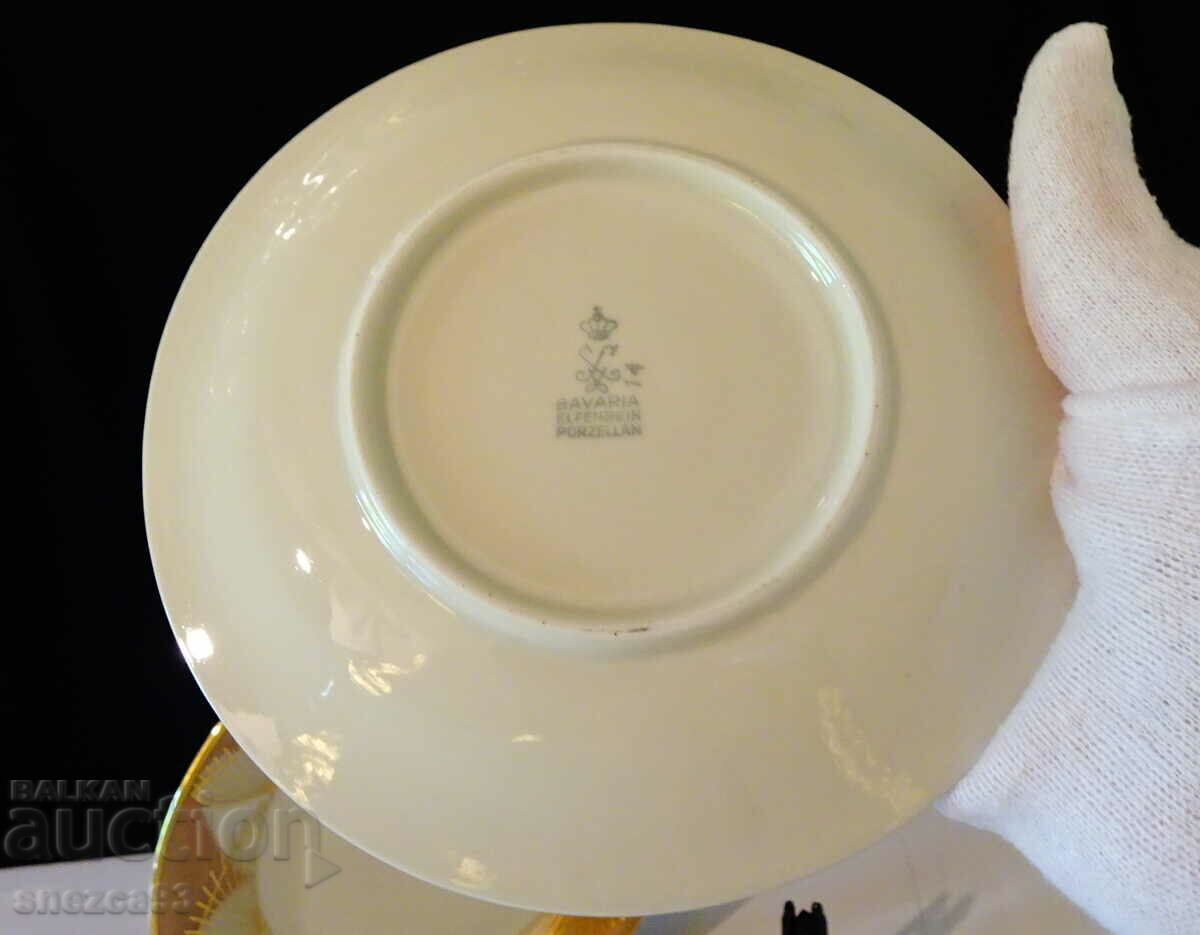 Triple set, Bavarian porcelain, gold. - 7
