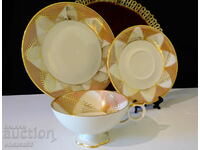 Triple set, Bavarian porcelain, gold.