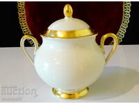 Furstenberg bone china sugar bowl, gold.