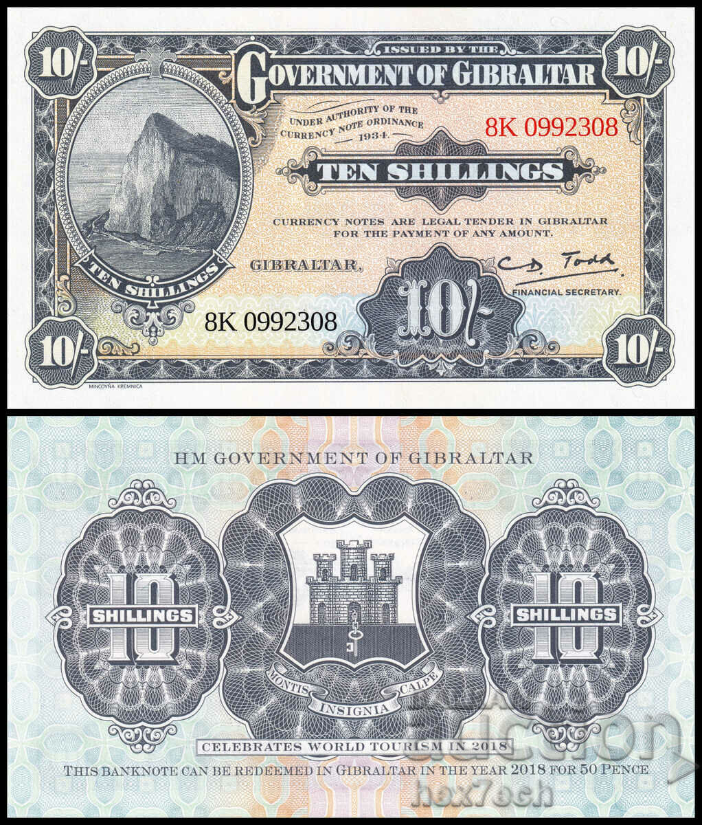 ❤️ ⭐ Gibraltar 2018 10 Shillings UNC New ⭐ ❤️