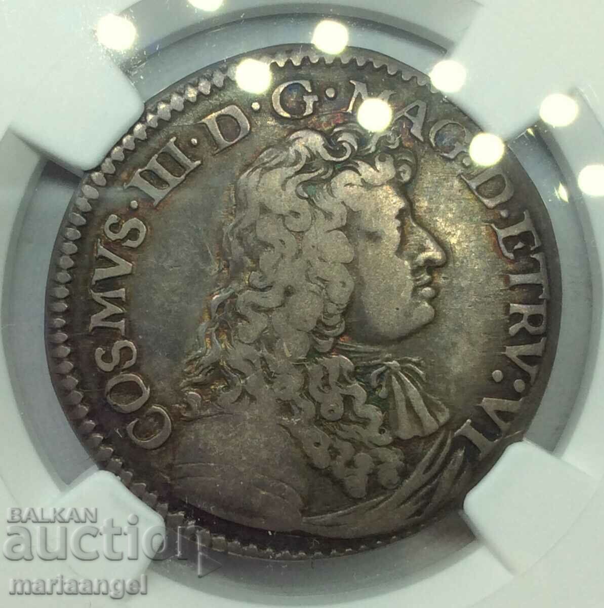 Cosimo III di Medici Teston 1677 Italia NGS VF 30 Florența