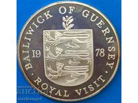 Guernsey 25 πένες 1987 Royal Visit UNC PROOF 27,95g Ag