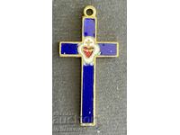 37905 sign catholic cross enamel heart