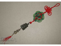 Chinese Pendant Amulet Coins Jade Pagoda, 36cm