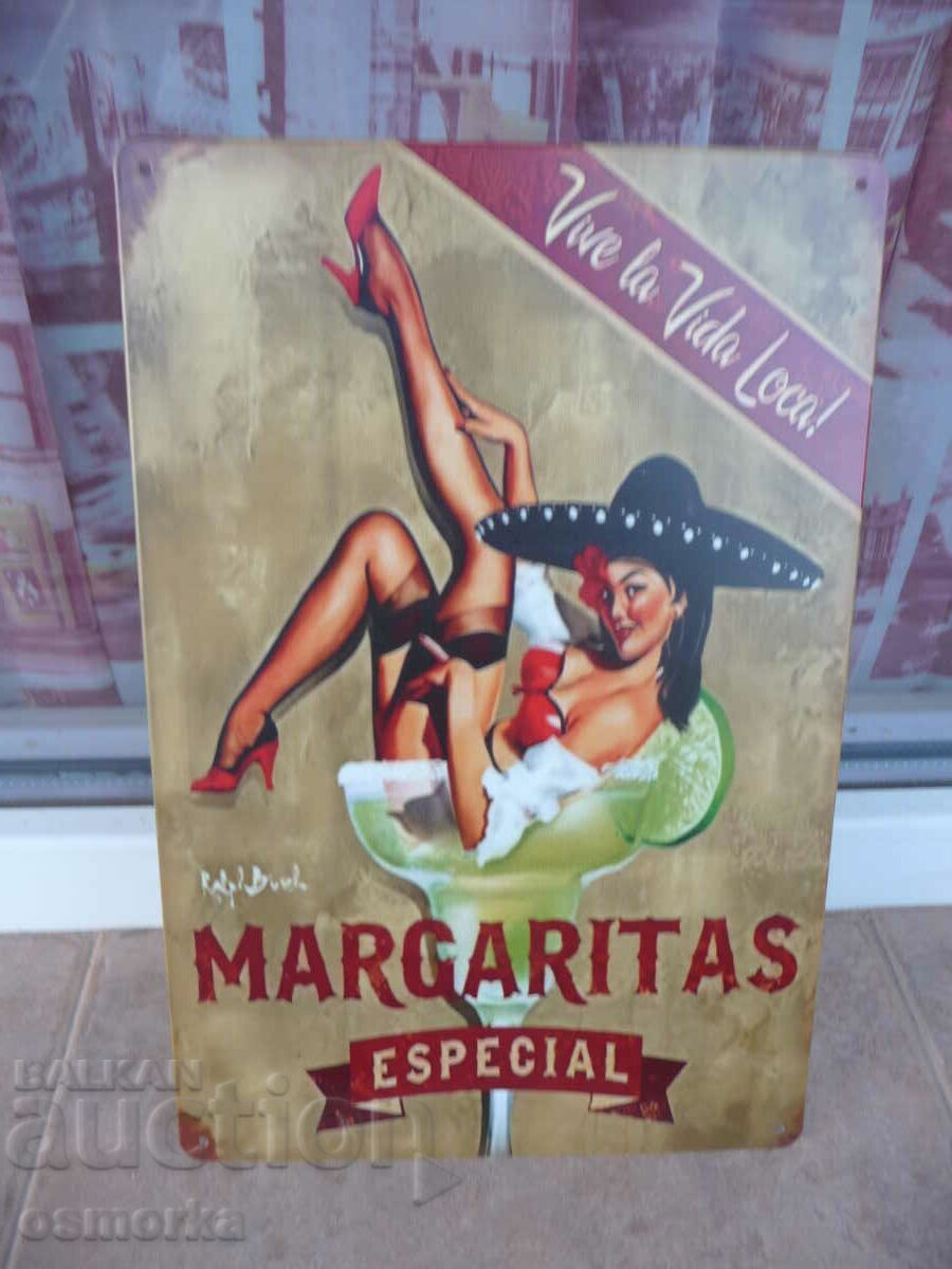 Semn metalic cocktail Margarita erotica alcool Mexic staniu