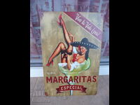 Metal sign cocktail Margarita erotica alcohol Mexico tin