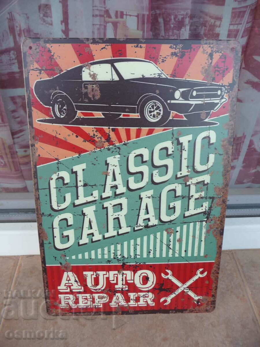 Metal sign car garage classic cars auto repairs