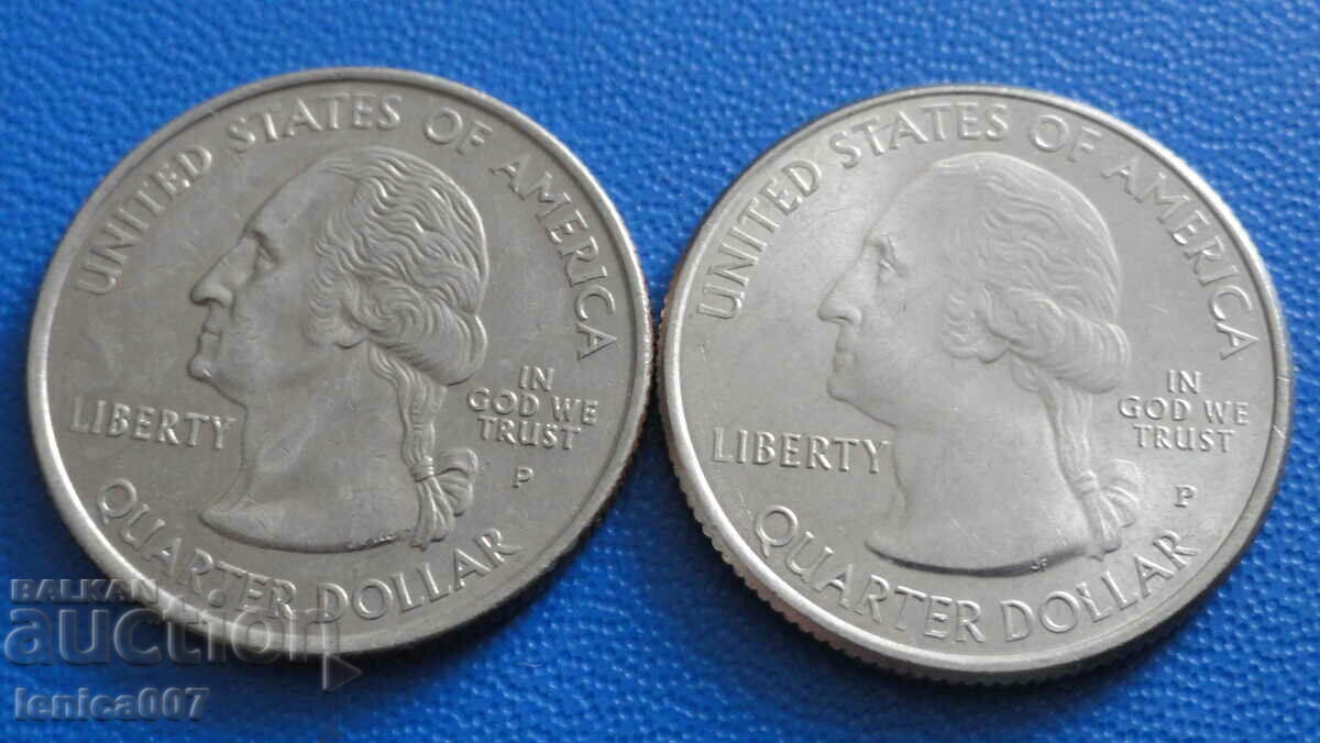 USA - 25 cents (2 pieces) 1 with price 3.60 BGN | € 1.84 USA - 25 cents (2 pieces) 1 with price 3.60 BGN | € 1.84