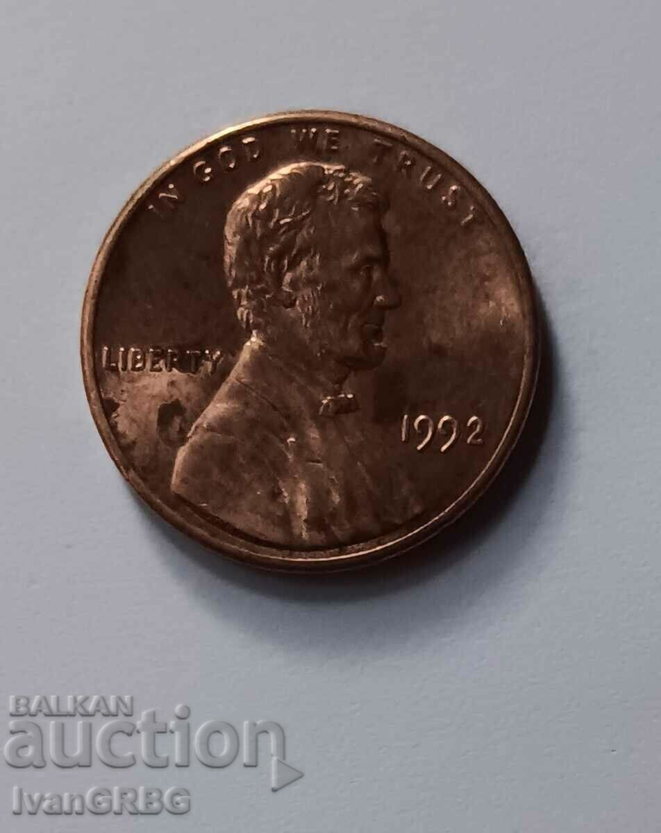 Moneda americană Lincoln de 1 cent 1992 SUA 1 cent 1992