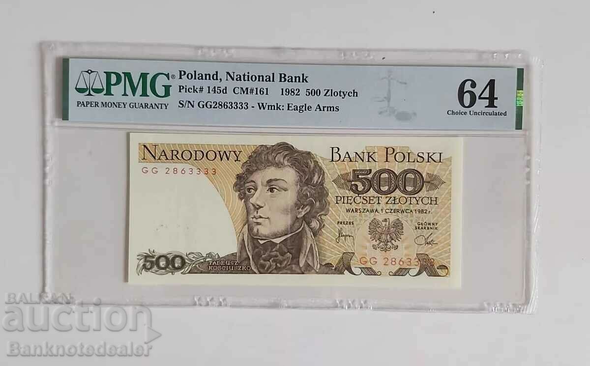 Poland 500 Zlotych 1982 Pick 145d PMG 64