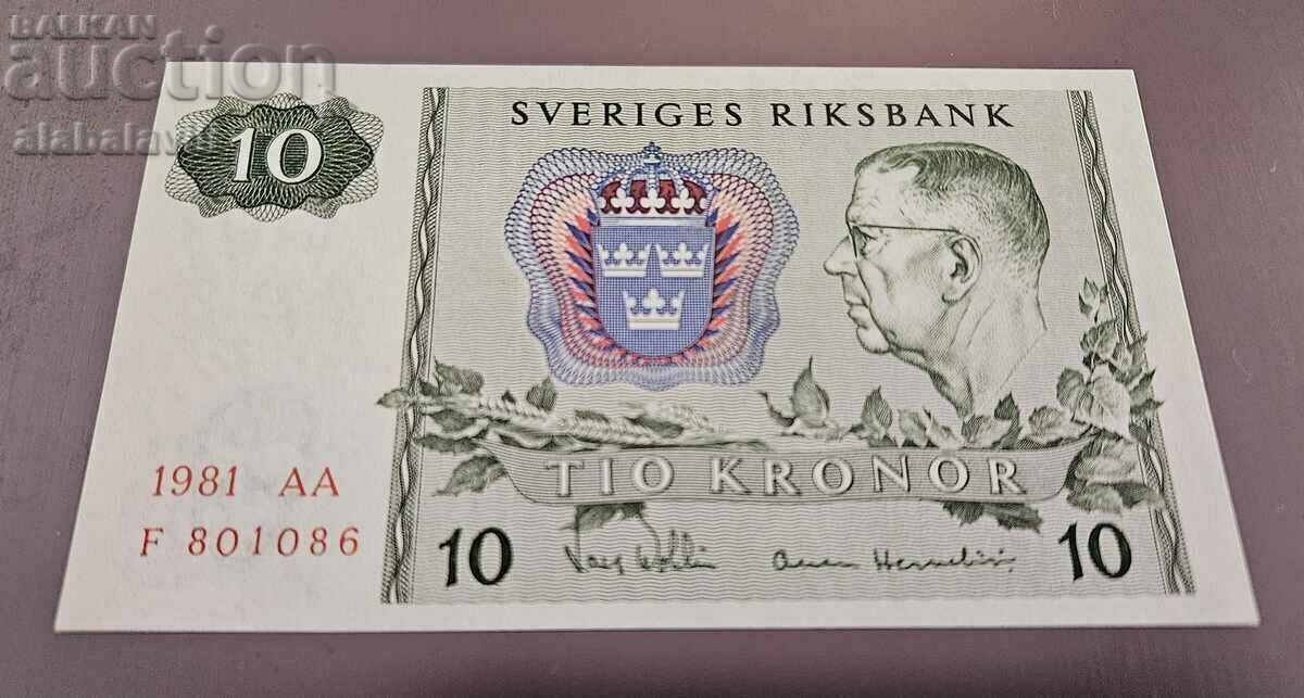 Banknote Sweden 10 kroner1981 UNC Banknote Sweden 10 kroner1981 UNC