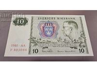 Банкнота Швеция 10 крони1981 UNC