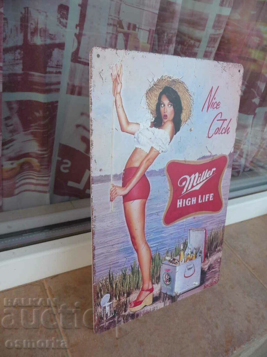 Miller beer μεταλλική πινακίδα διαφήμιση κορίτσι ψάρια φράγμα λίμνης με τιμή 18.00 BGN | € 9.20 Miller beer μεταλλική πινακίδα διαφήμιση κορίτσι ψάρια φράγμα λίμνης με τιμή 18.00 BGN | € 9.20