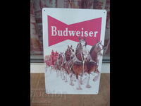 Metal sign Budweiser horses with a wagon full of beer crates of beer