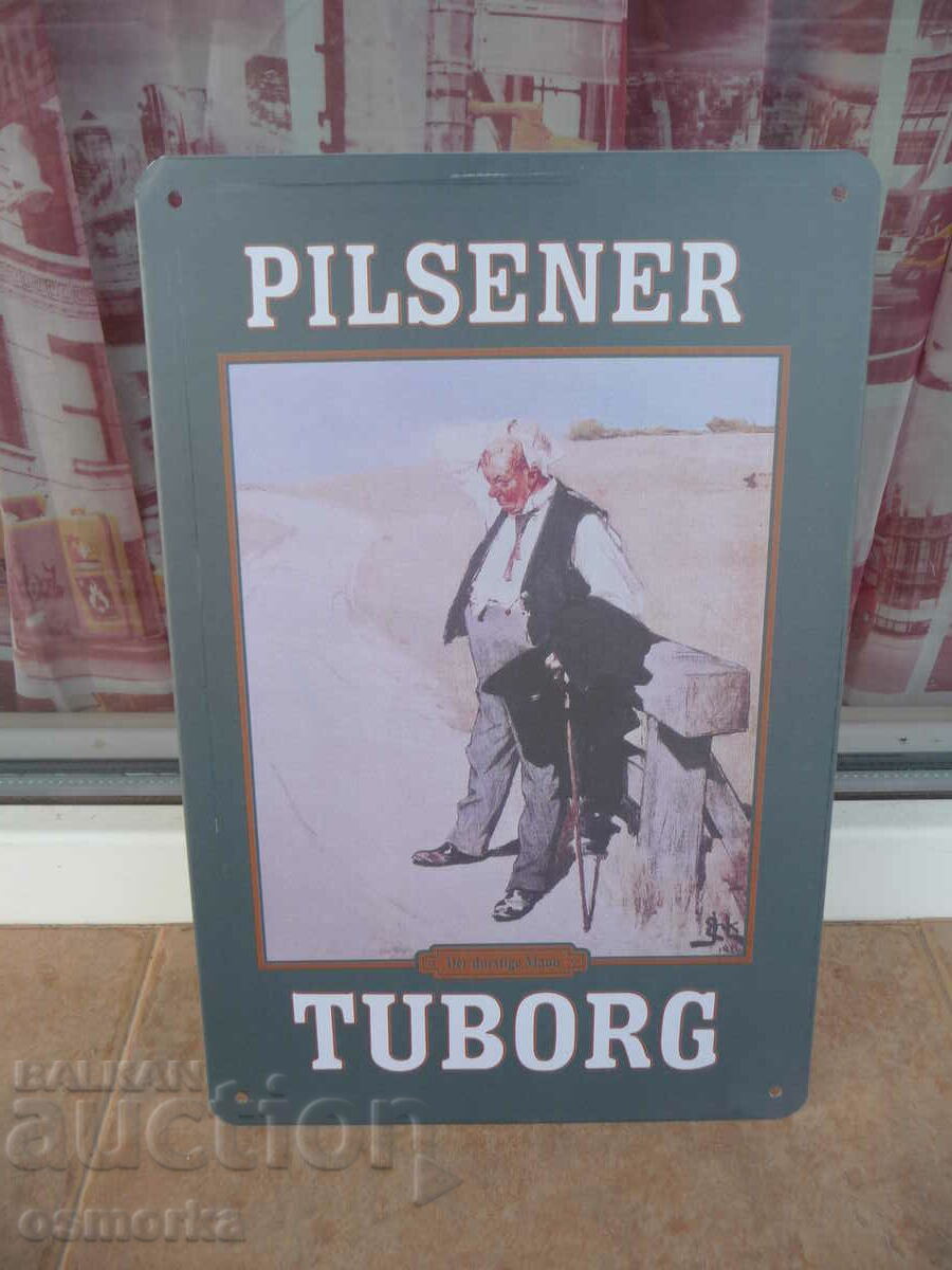 Μεταλλική πινακίδα μπύρα Tuborg Pilsener διαφήμιση Tuborg θερμότητα ζεστή