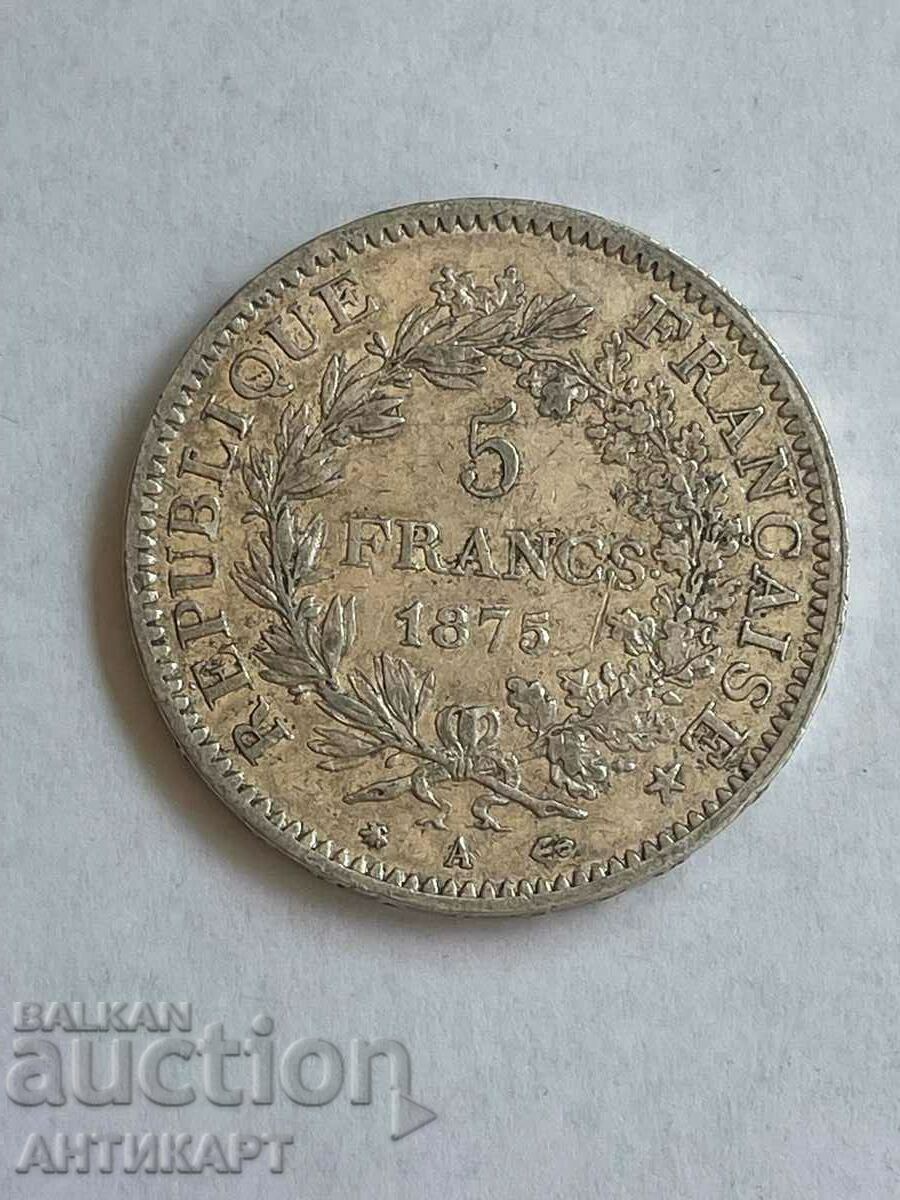 silver coin 5 franc France 1875 silver