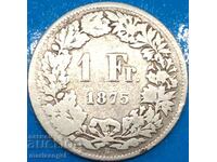 1 Franc 1875 Switzerland Helvetia Silver