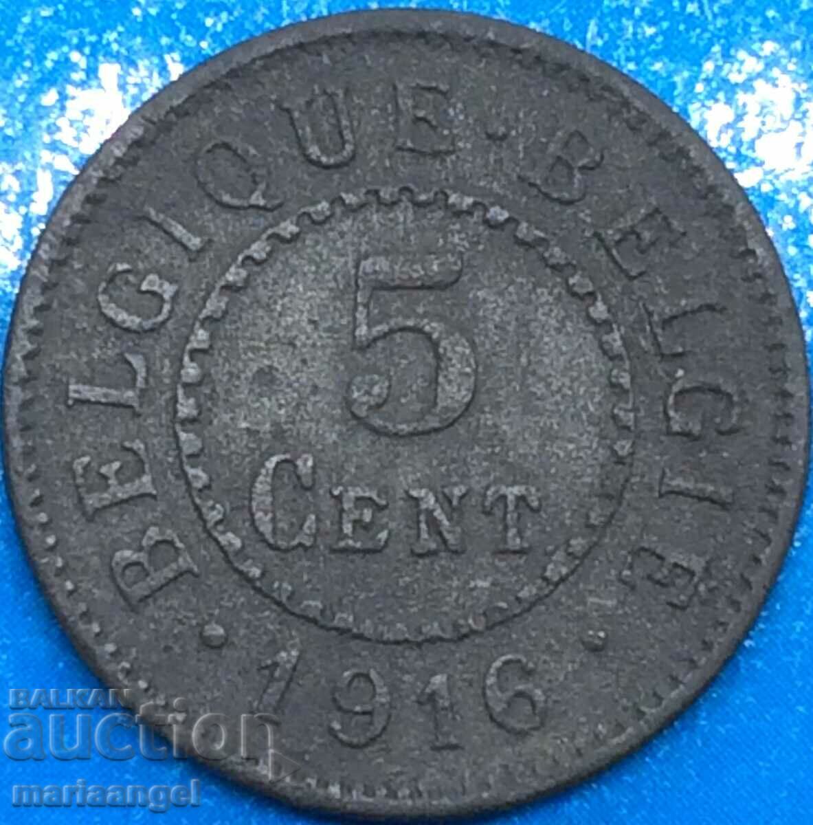 Belgia 1916 Monetărie 5 cenți - Franța, ocupație germană Zinc