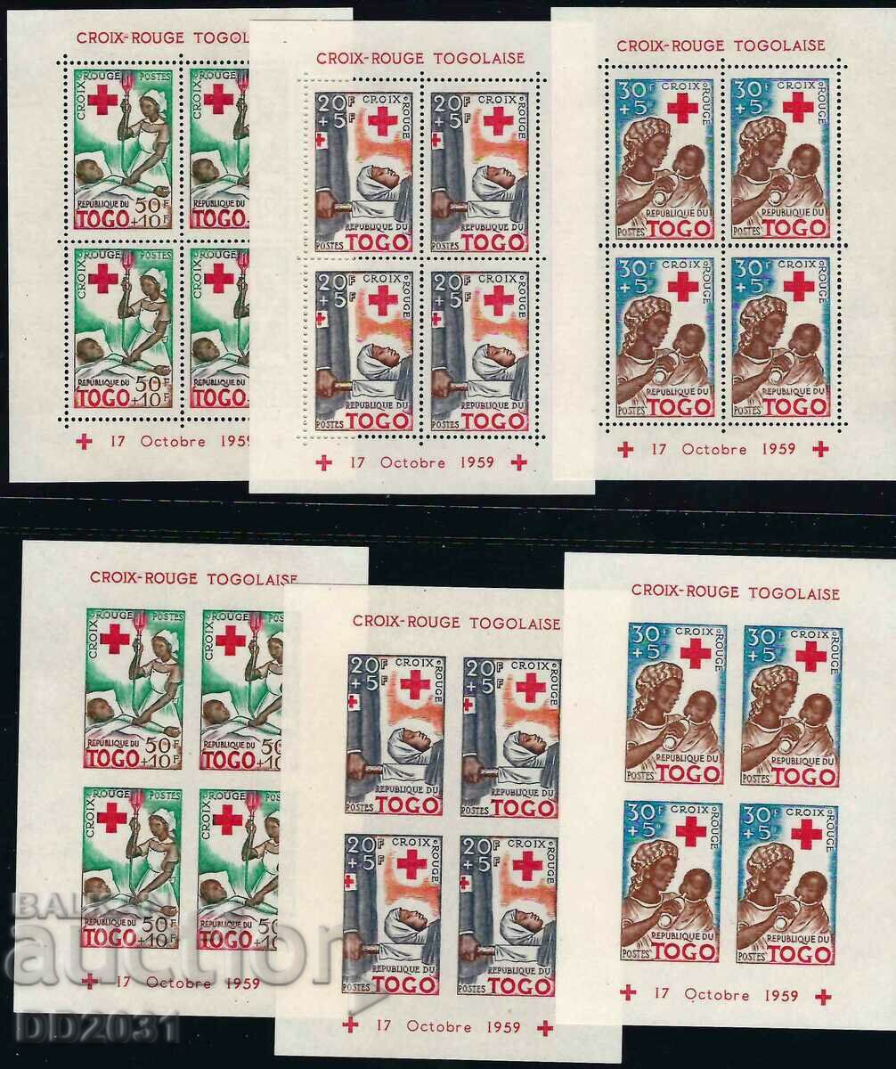 Togo 1959 - Red Cross 6 blocks MNH