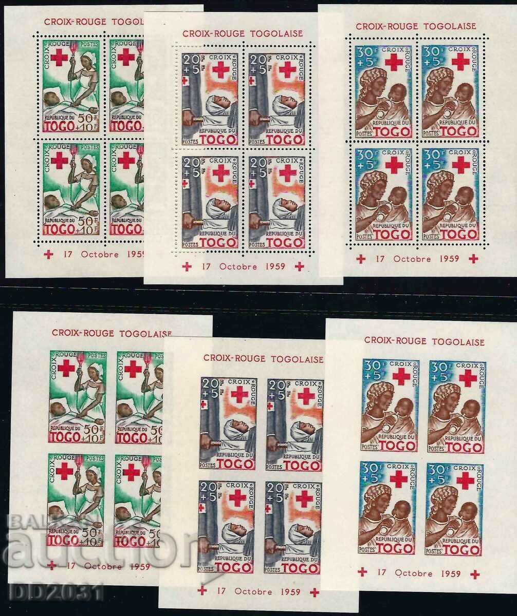Togo 1959 - Red Cross 6 blocks MNH Togo 1959 - Red Cross 6 blocks MNH