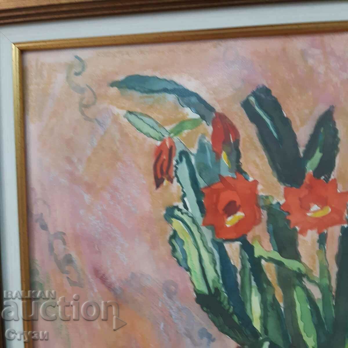 Auction  "Flowers" by Z.S. ,watercolor/mixed media, 38 x 42 cm