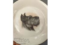 Old German Porcelain Plate - Schnauzer dog