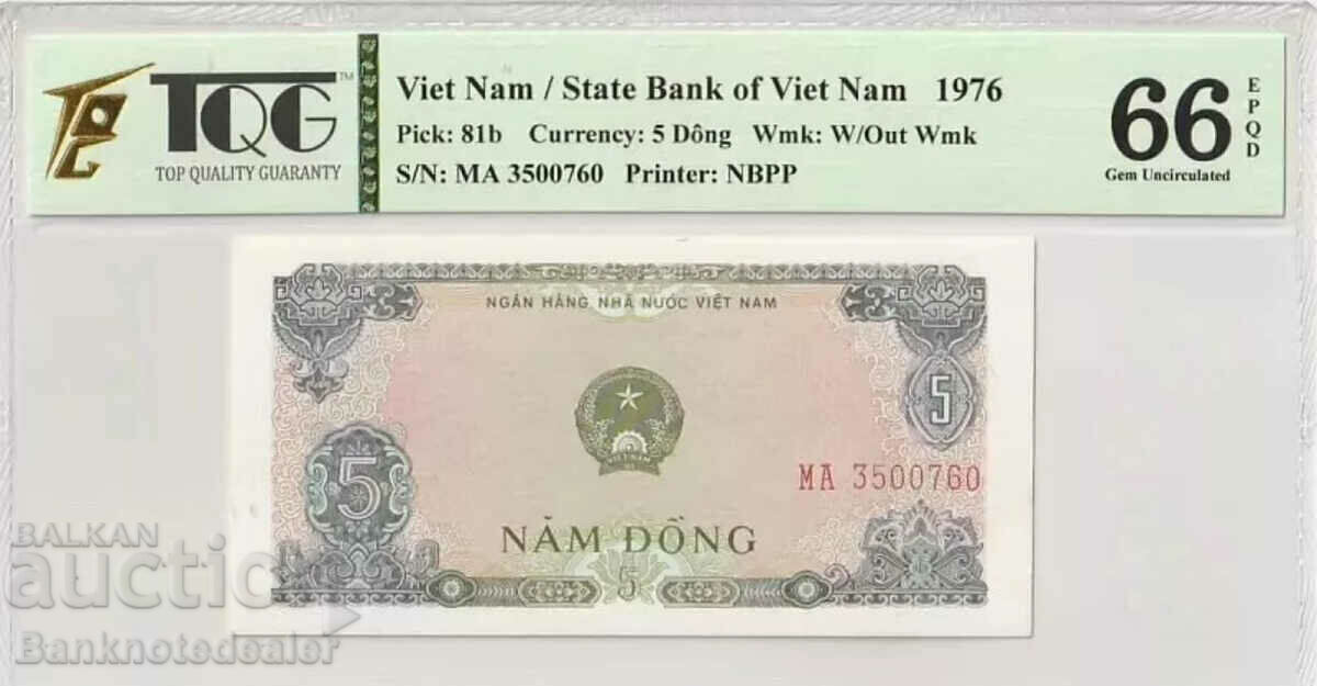 Viet Nam 5 Dong 1976 Pick 81b PMG 66