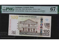 Suriname 100 Dollars 2012  Pick 166e PMG 67