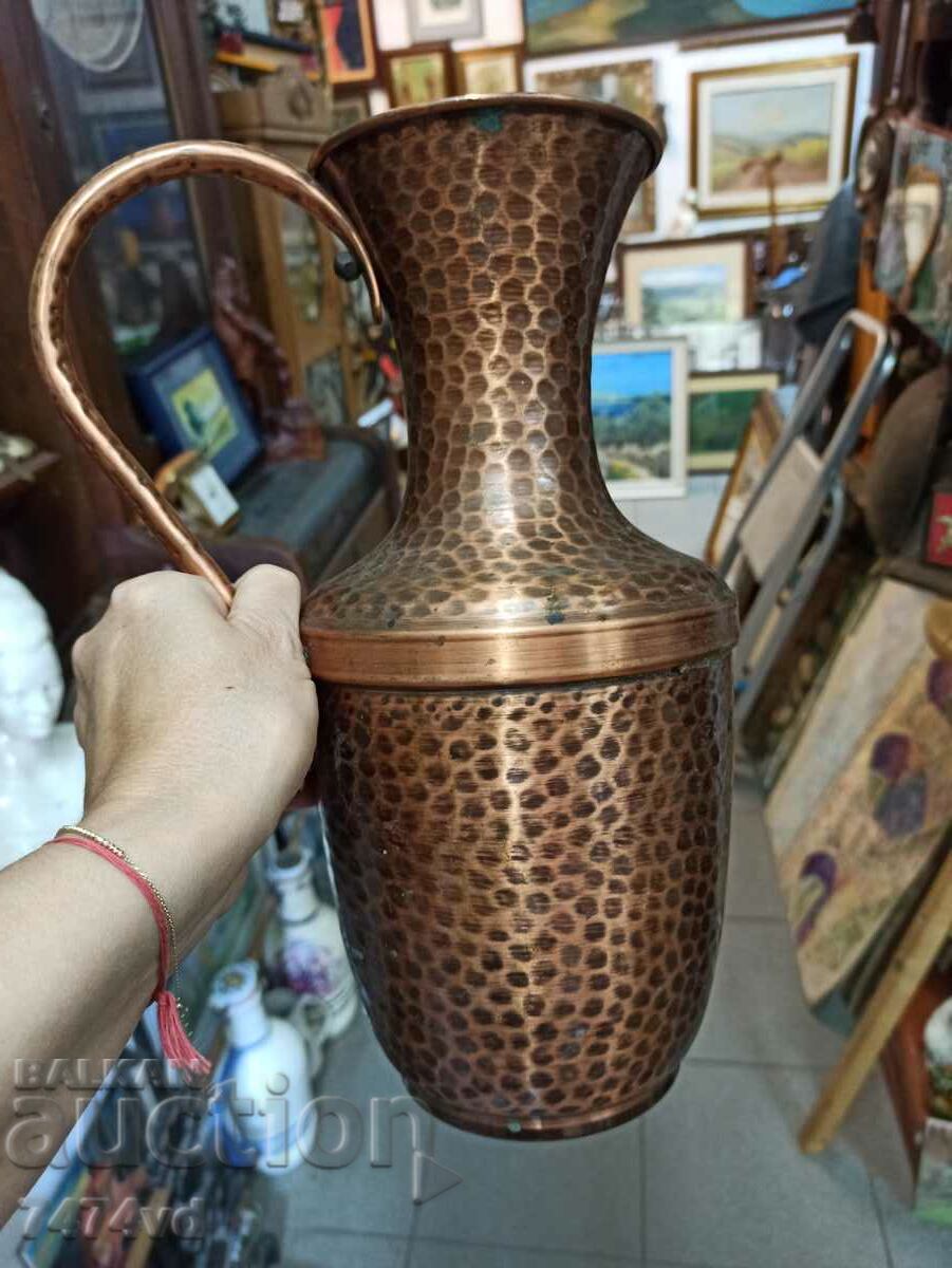 Large copper jug, handmade, height 31 cm