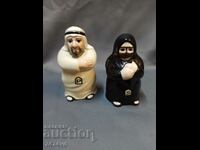 Porcelain salt shakers - Arab man and woman Dubai