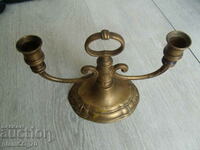 No.*7650 old metal / bronze candlestick - two sockets