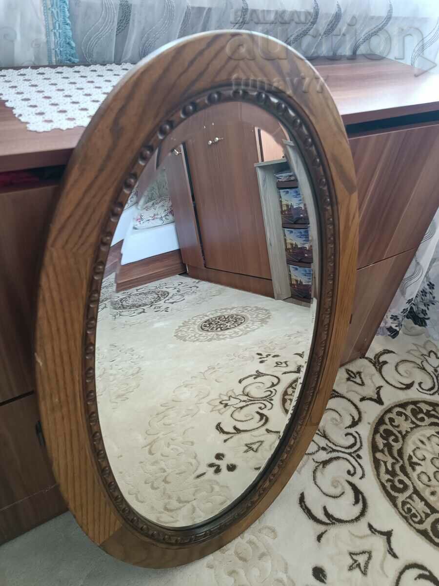 Oval large mirror with a wooden frame.❗ SOLID WOOD❗