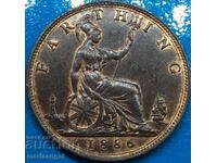 Marea Britanie 1 Farthing 1886 Young Victoria UNC