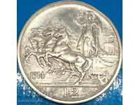 2 lire 1914 Italy silver